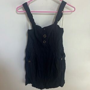 Mine navy blue crinkle suspender dress